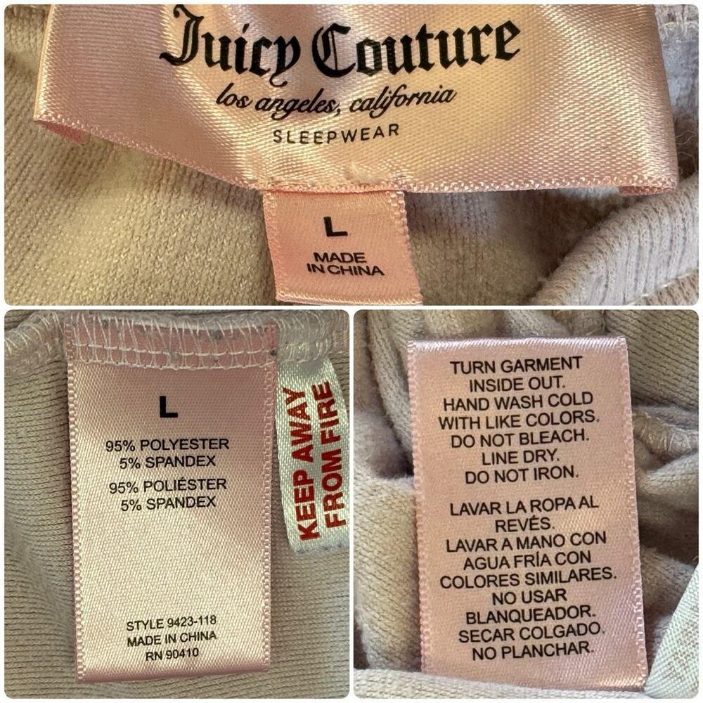 Y2K Vintage JUICY COUTURE Velour Rhinestone Bling Wide Leg Pants Baby Pink Sz L - Picture 9 of 9